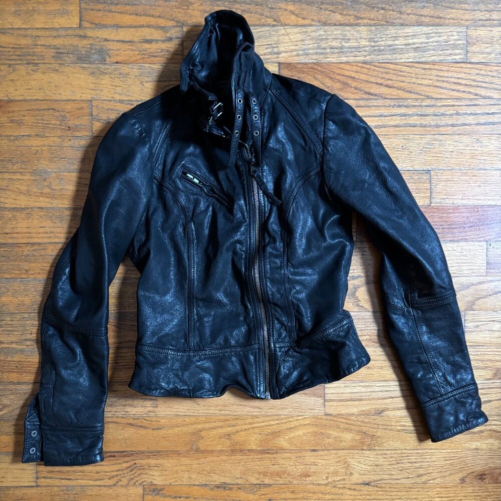 All Saints Black Leather Jacket US 4